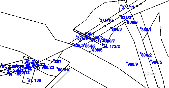 Parcela st. 864/2 v KÚ Vranice, Katastrální mapa