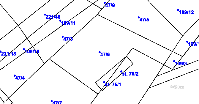 Parcela st. 47/6 v KÚ Vranice, Katastrální mapa