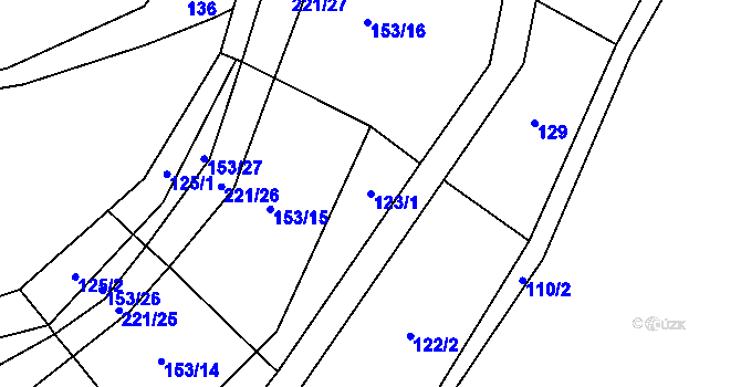 Parcela st. 123/1 v KÚ Vranice, Katastrální mapa