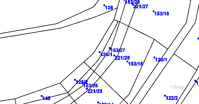 Parcela st. 125/1 v KÚ Vranice, Katastrální mapa