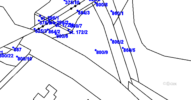Parcela st. 800/9 v KÚ Vranice, Katastrální mapa