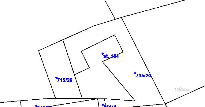 Parcela st. 184 v KÚ Zbizuby, Katastrální mapa