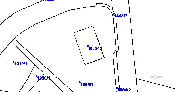 Parcela st. 243 v KÚ Zbizuby, Katastrální mapa