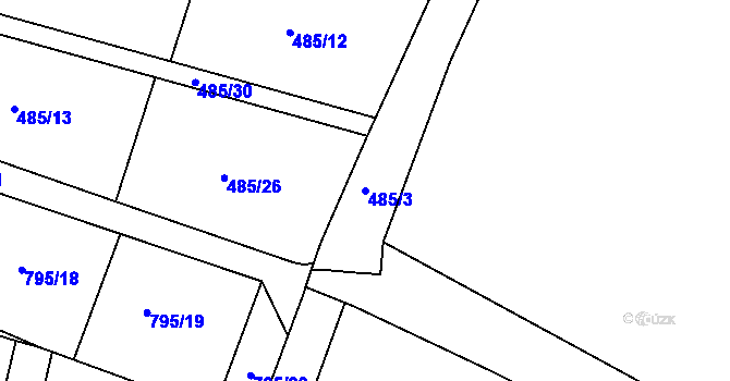 Parcela st. 485/3 v KÚ Zbizuby, Katastrální mapa