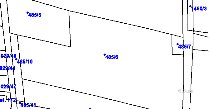 Parcela st. 485/6 v KÚ Zbizuby, Katastrální mapa