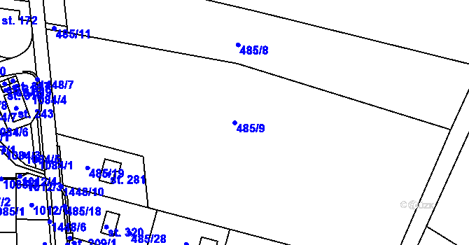 Parcela st. 485/9 v KÚ Zbizuby, Katastrální mapa