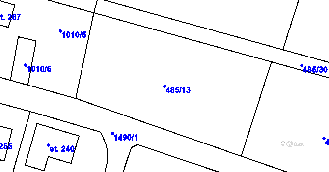 Parcela st. 485/13 v KÚ Zbizuby, Katastrální mapa