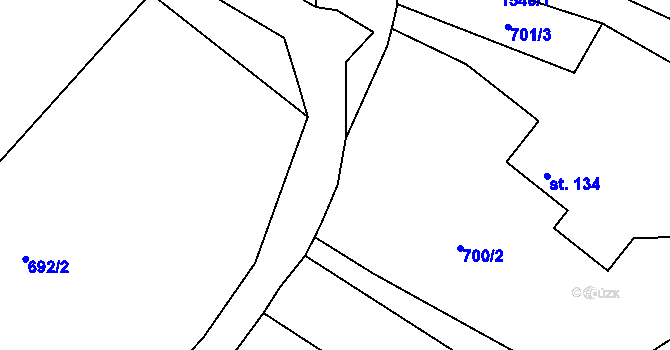 Parcela st. 700/7 v KÚ Zbizuby, Katastrální mapa