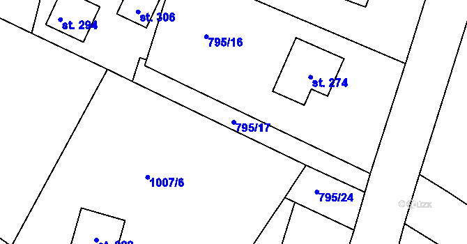 Parcela st. 795/17 v KÚ Zbizuby, Katastrální mapa