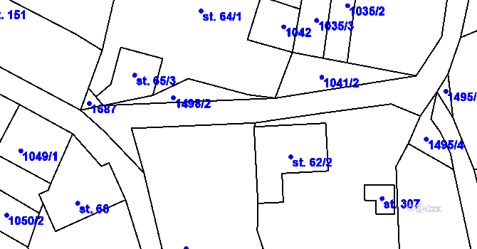 Parcela st. 1044 v KÚ Zbizuby, Katastrální mapa