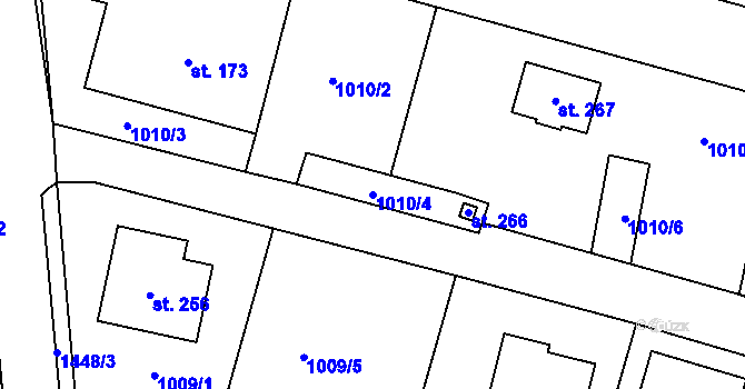 Parcela st. 1010/4 v KÚ Zbizuby, Katastrální mapa