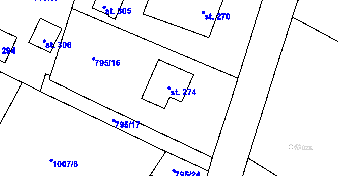 Parcela st. 274 v KÚ Zbizuby, Katastrální mapa