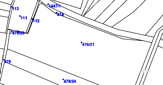 Parcela st. 476/21 v KÚ Zbizuby, Katastrální mapa