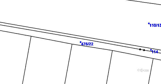 Parcela st. 476/22 v KÚ Zbizuby, Katastrální mapa