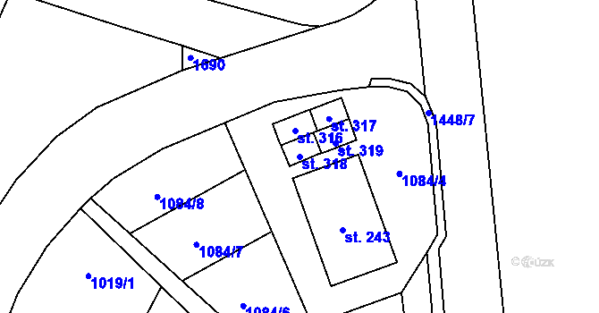 Parcela st. 318 v KÚ Zbizuby, Katastrální mapa