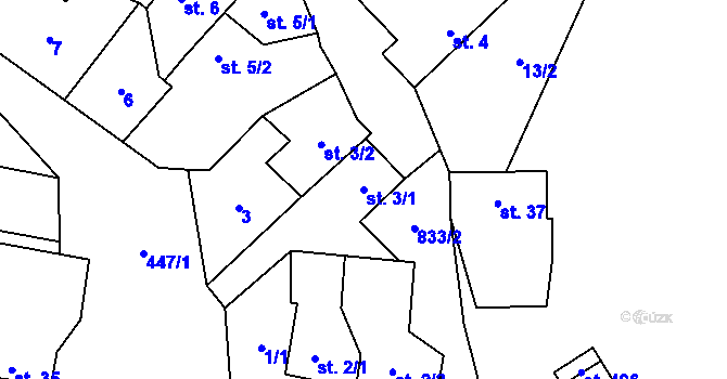 Parcela st. 3/1 v KÚ Zblovice, Katastrální mapa