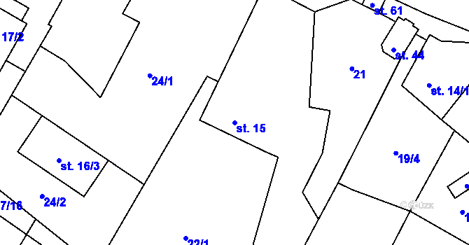 Parcela st. 15 v KÚ Zblovice, Katastrální mapa