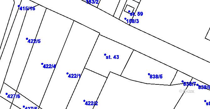 Parcela st. 43 v KÚ Zblovice, Katastrální mapa