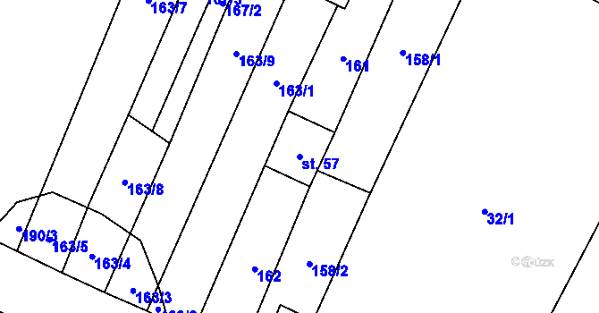 Parcela st. 57 v KÚ Zblovice, Katastrální mapa
