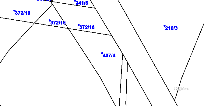 Parcela st. 407/4 v KÚ Zblovice, Katastrální mapa