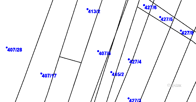 Parcela st. 407/6 v KÚ Zblovice, Katastrální mapa