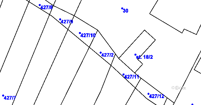 Parcela st. 427/2 v KÚ Zblovice, Katastrální mapa