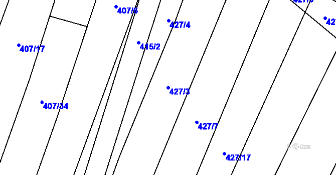 Parcela st. 427/3 v KÚ Zblovice, Katastrální mapa