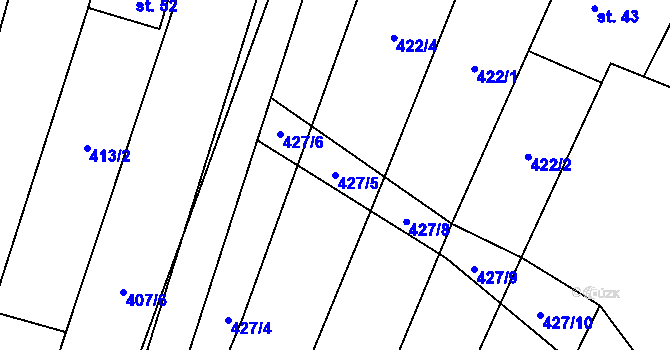 Parcela st. 427/5 v KÚ Zblovice, Katastrální mapa