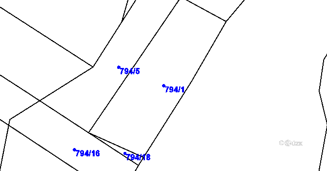 Parcela st. 794/1 v KÚ Zblovice, Katastrální mapa