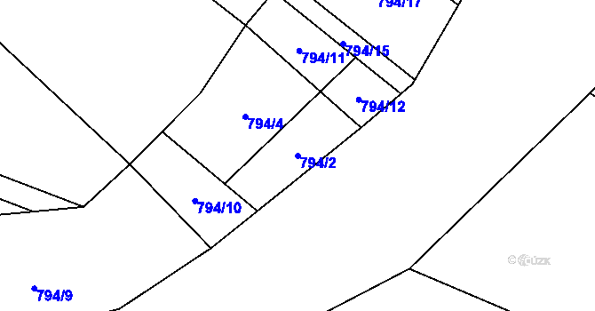 Parcela st. 794/2 v KÚ Zblovice, Katastrální mapa