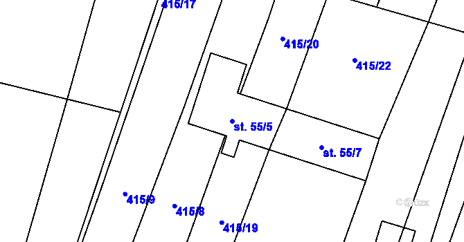 Parcela st. 55/5 v KÚ Zblovice, Katastrální mapa