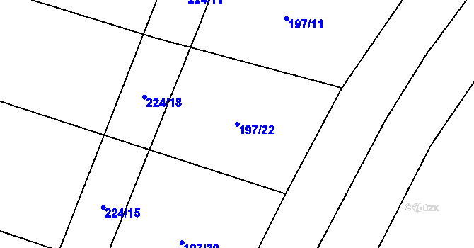 Parcela st. 197/22 v KÚ Zblovice, Katastrální mapa