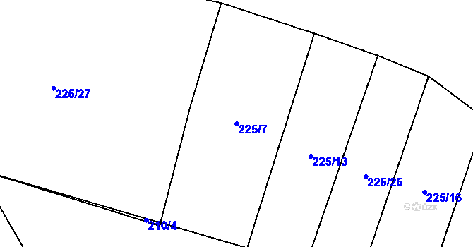 Parcela st. 225/7 v KÚ Zblovice, Katastrální mapa