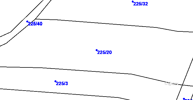 Parcela st. 225/20 v KÚ Zblovice, Katastrální mapa