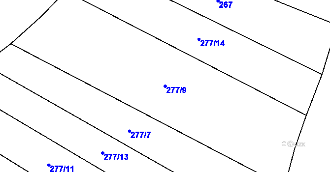 Parcela st. 277/9 v KÚ Zblovice, Katastrální mapa