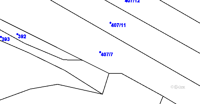 Parcela st. 407/7 v KÚ Zblovice, Katastrální mapa