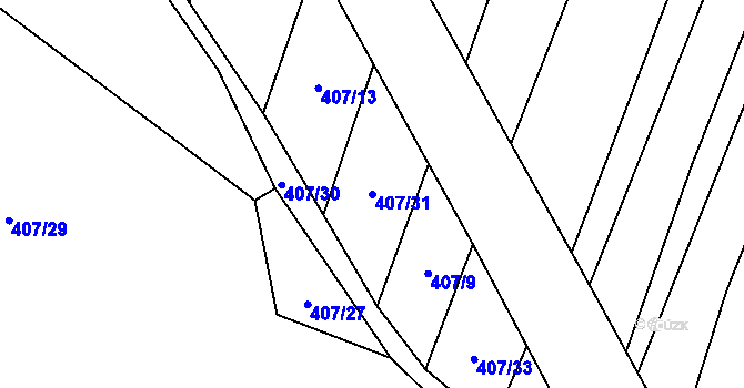 Parcela st. 407/31 v KÚ Zblovice, Katastrální mapa