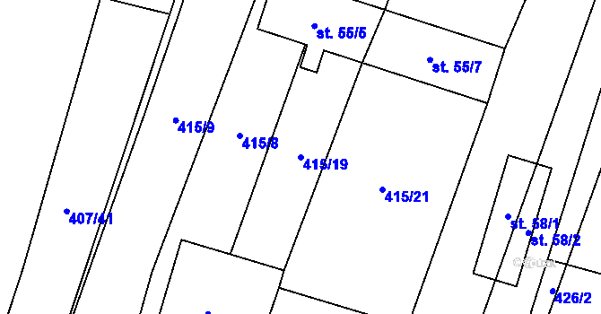Parcela st. 415/19 v KÚ Zblovice, Katastrální mapa