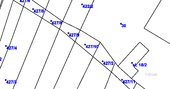 Parcela st. 427/10 v KÚ Zblovice, Katastrální mapa