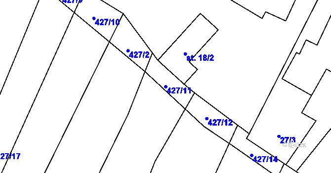 Parcela st. 427/11 v KÚ Zblovice, Katastrální mapa
