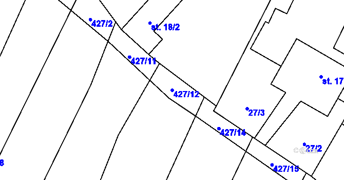 Parcela st. 427/12 v KÚ Zblovice, Katastrální mapa