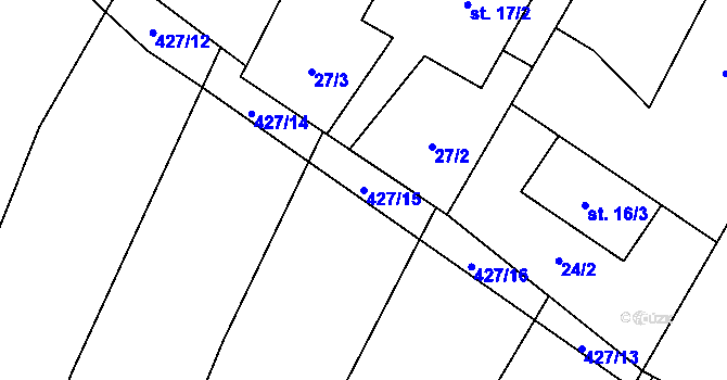 Parcela st. 427/15 v KÚ Zblovice, Katastrální mapa