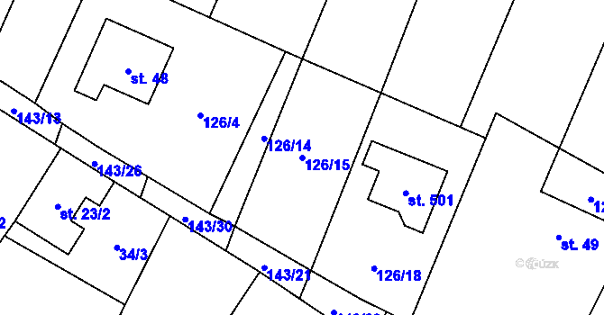 Parcela st. 126/15 v KÚ Zblovice, Katastrální mapa