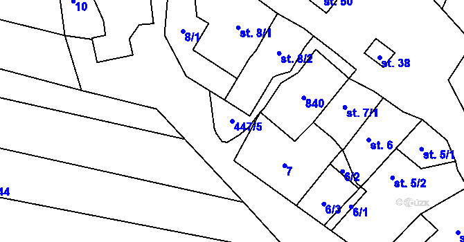 Parcela st. 447/5 v KÚ Zblovice, Katastrální mapa