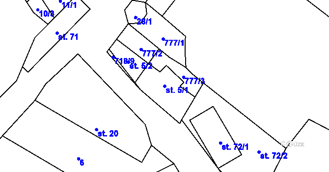 Parcela st. 5/1 v KÚ Zbonín, Katastrální mapa