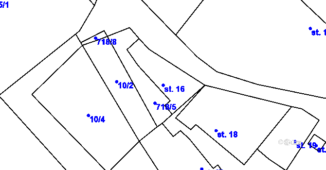 Parcela st. 16 v KÚ Zbonín, Katastrální mapa