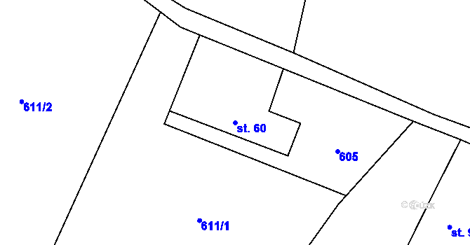 Parcela st. 60 v KÚ Zbonín, Katastrální mapa