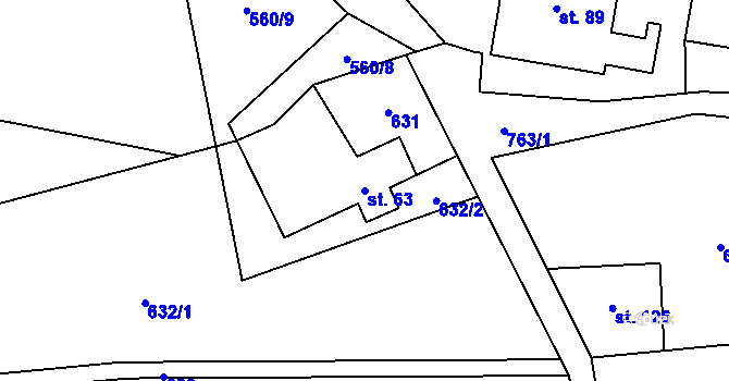 Parcela st. 63 v KÚ Zbonín, Katastrální mapa