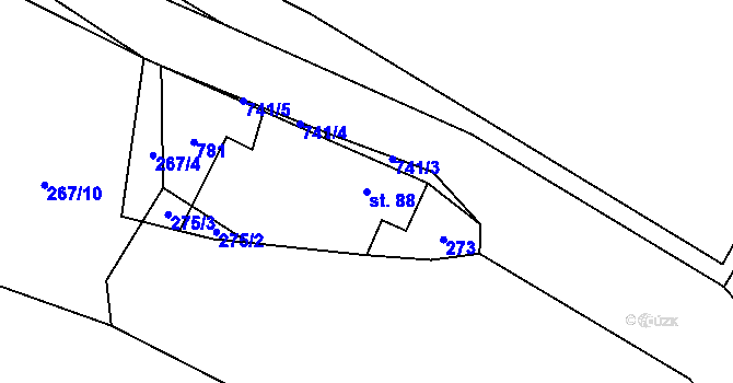 Parcela st. 88 v KÚ Zbonín, Katastrální mapa