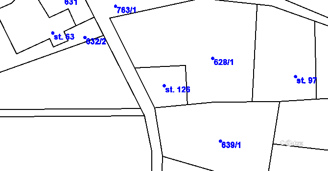 Parcela st. 126 v KÚ Zbonín, Katastrální mapa